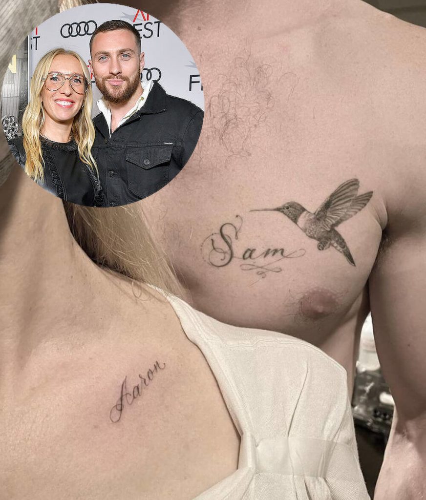 Aaron Taylor-Johnson with wife matching tattoo