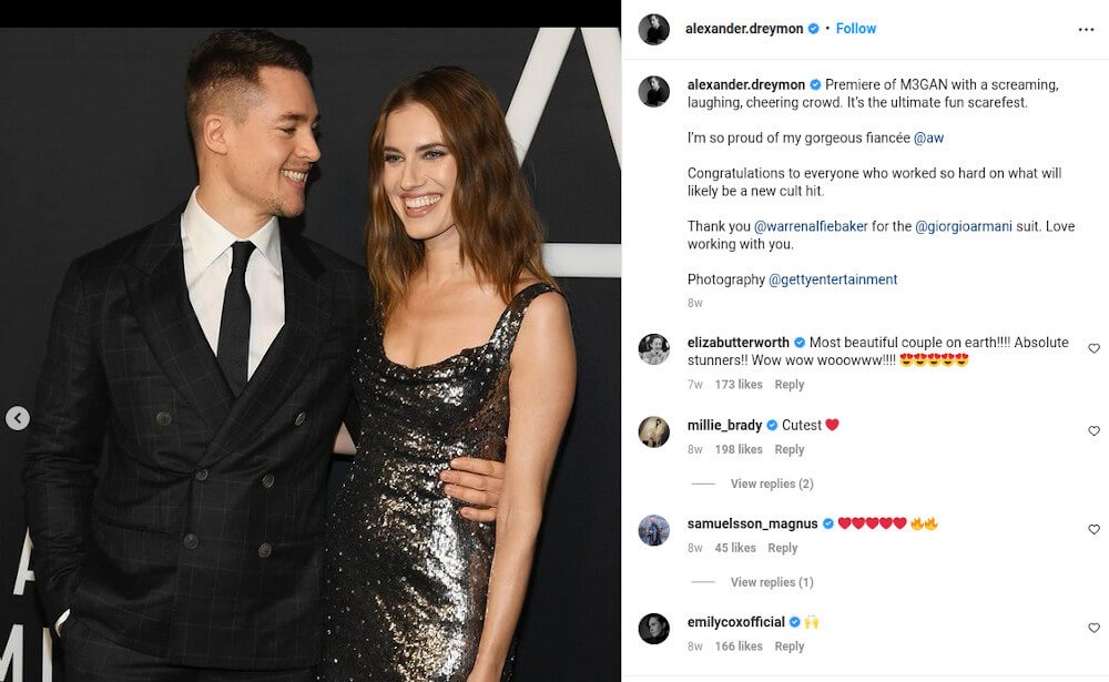 Alexander Dreymon and Allison Williams engaged