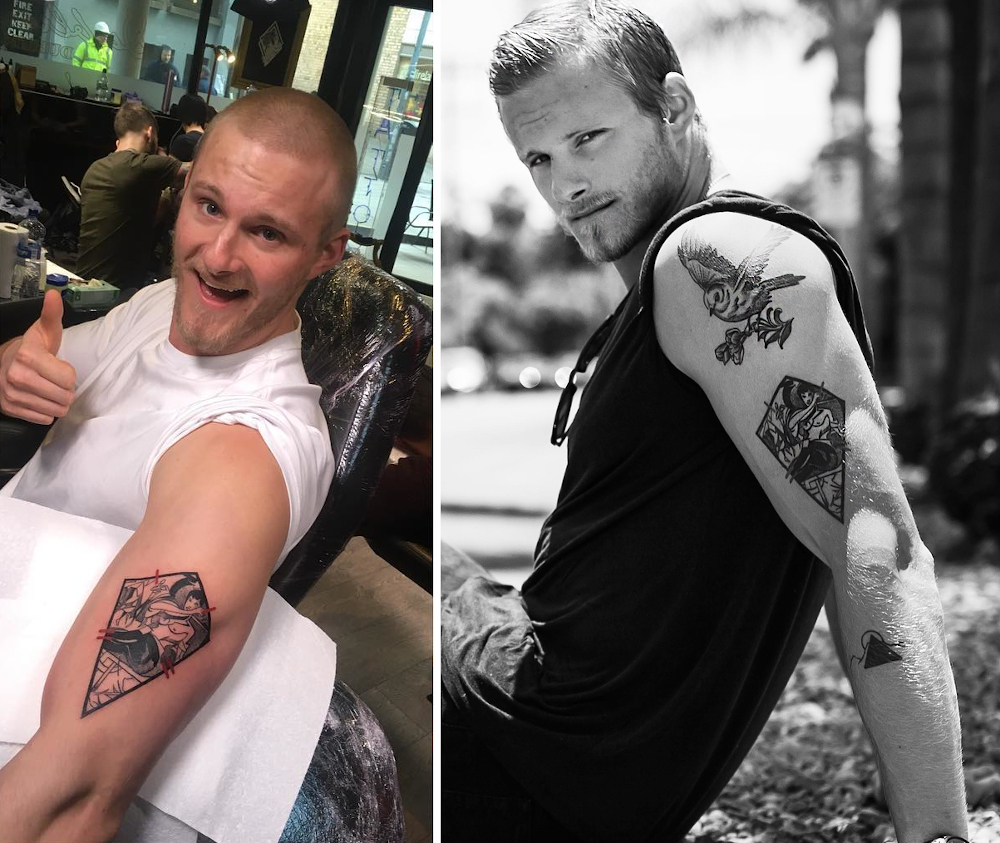 Alexander Ludwig Painting Tattoo on his bicep