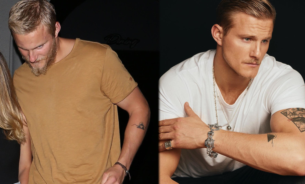 Alexander Ludwig triangle mountain tattoo on his wrist