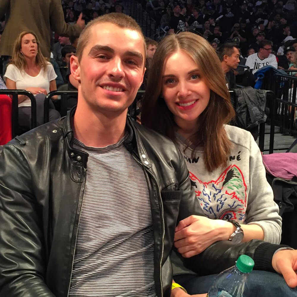 Alison Brie with Dave Franco at the NBA Playoffs