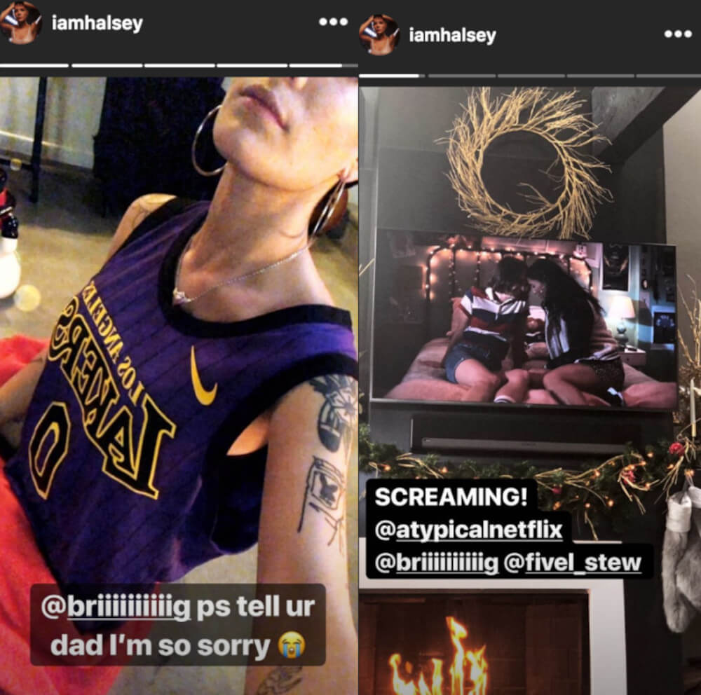 Brigette and Halsey Instagram stories
