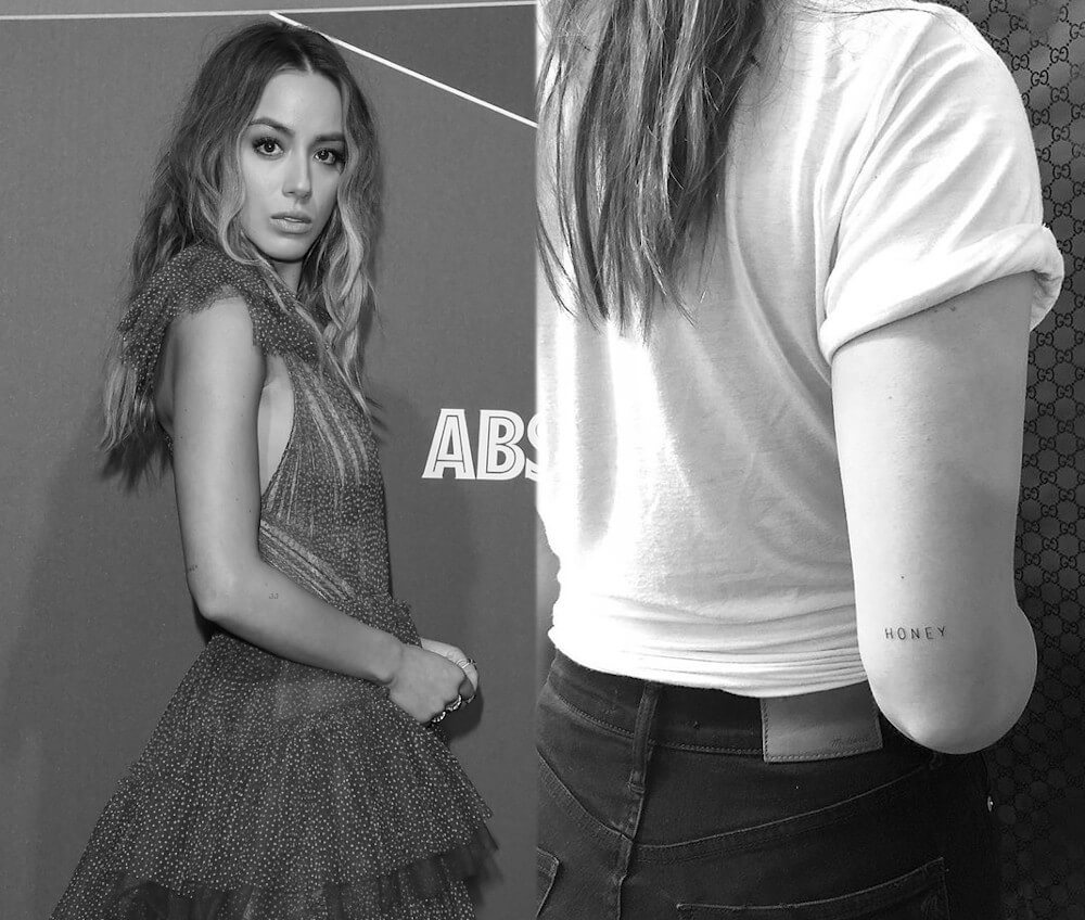 Chloe Bennet elbow Honey tattoo