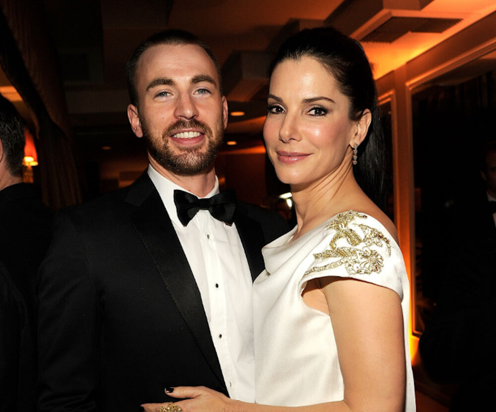 Chris Evans with Sandra Bullock