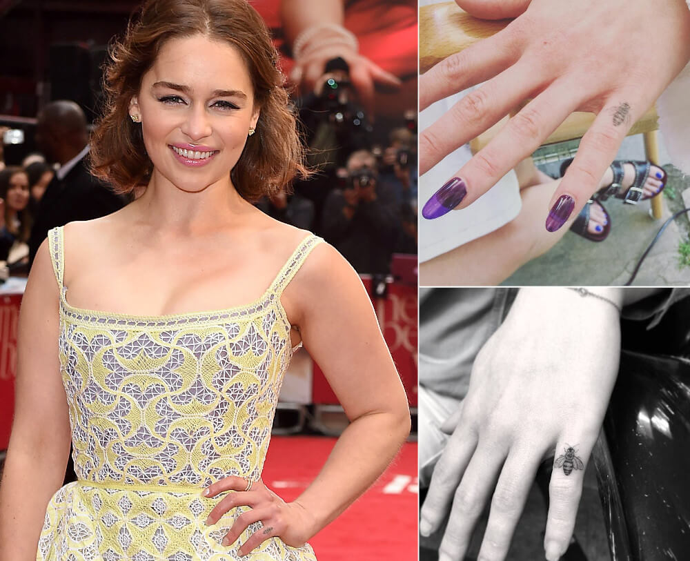 Emilia Clarke finger bee tattoo