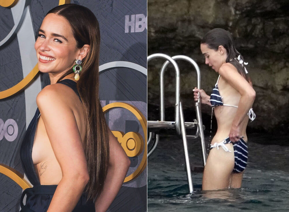 Emilia Clarke goat tattoo ribs