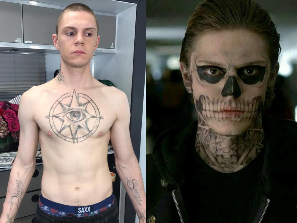 Evan Peters fake tattoos