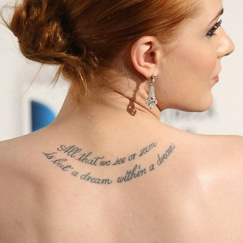 Evan Rachel Wood tattoo on back