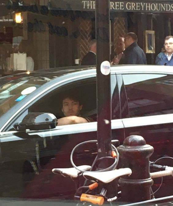 Ezra Miller driving one of his cars