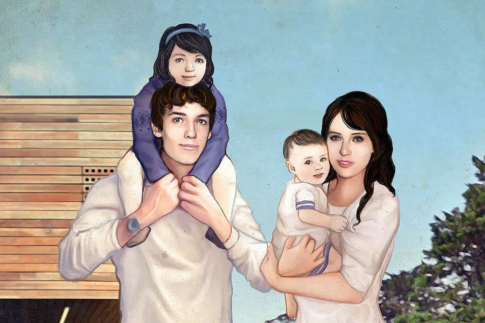 Felicity Jones, Ed Fornieles, three children portrait