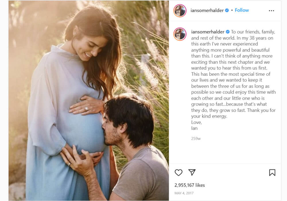 Ian Somerhalder and Nikki Reed Instagram photo