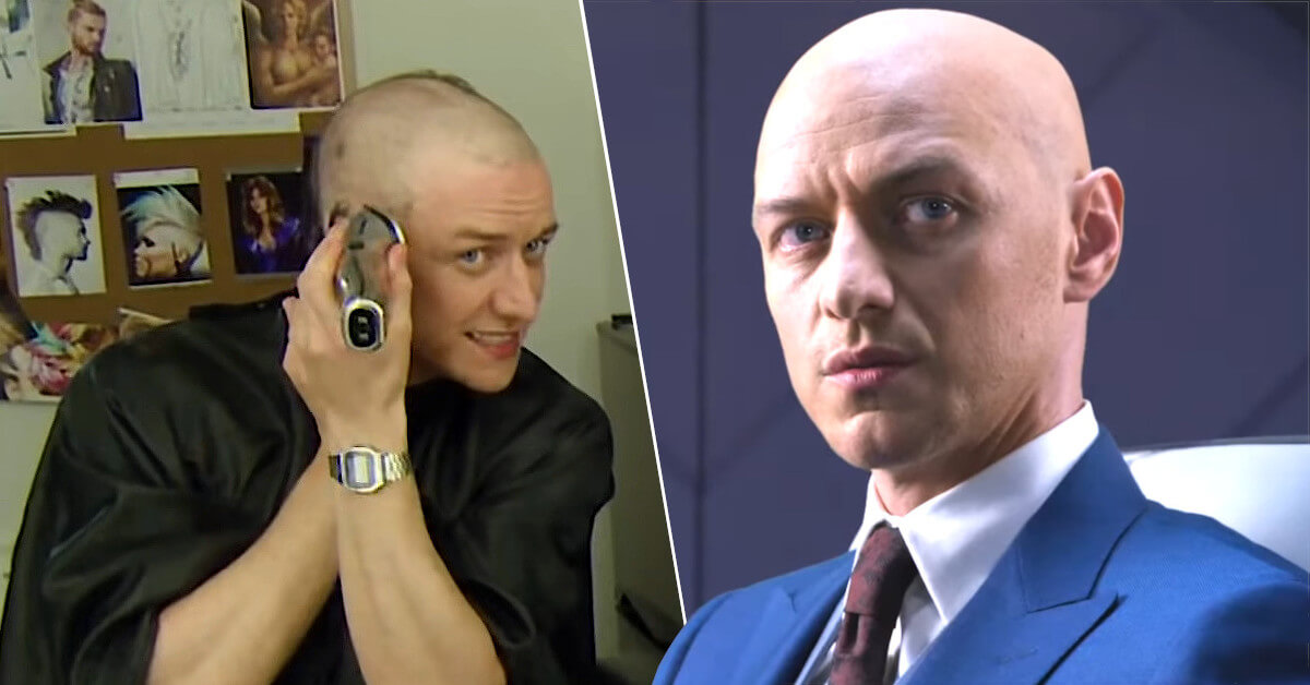 James McAvoy and his bald hairstyle for younger Professor X