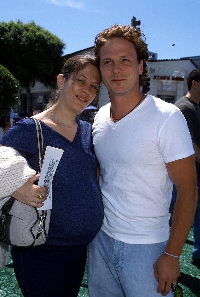 Jason Wiles with his pregnant wife Joanne Roberts