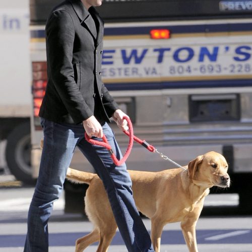 John walking with his dog, Finn.