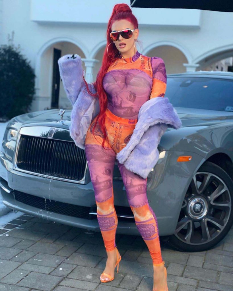 Justina Valentine filming clip "Big Bag Energy" with Rolls-Royce in the background