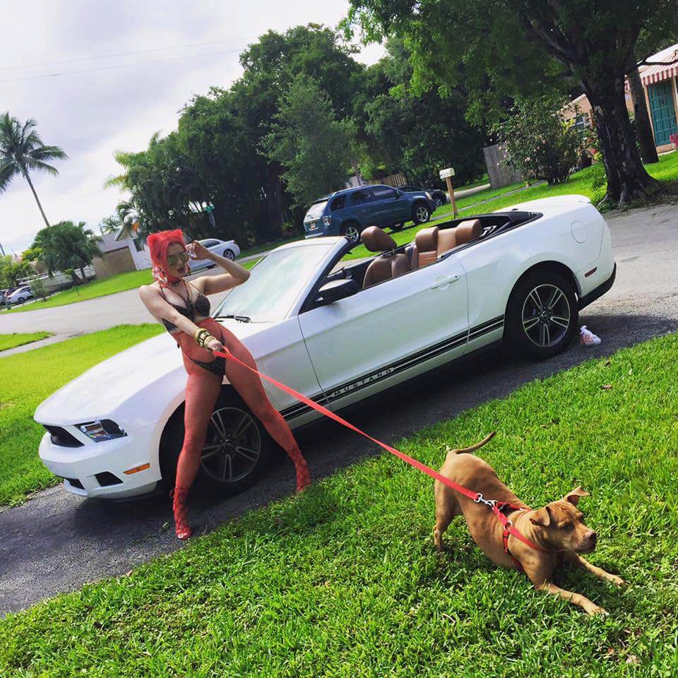 Justina Valentine's photoshoot near Mustang