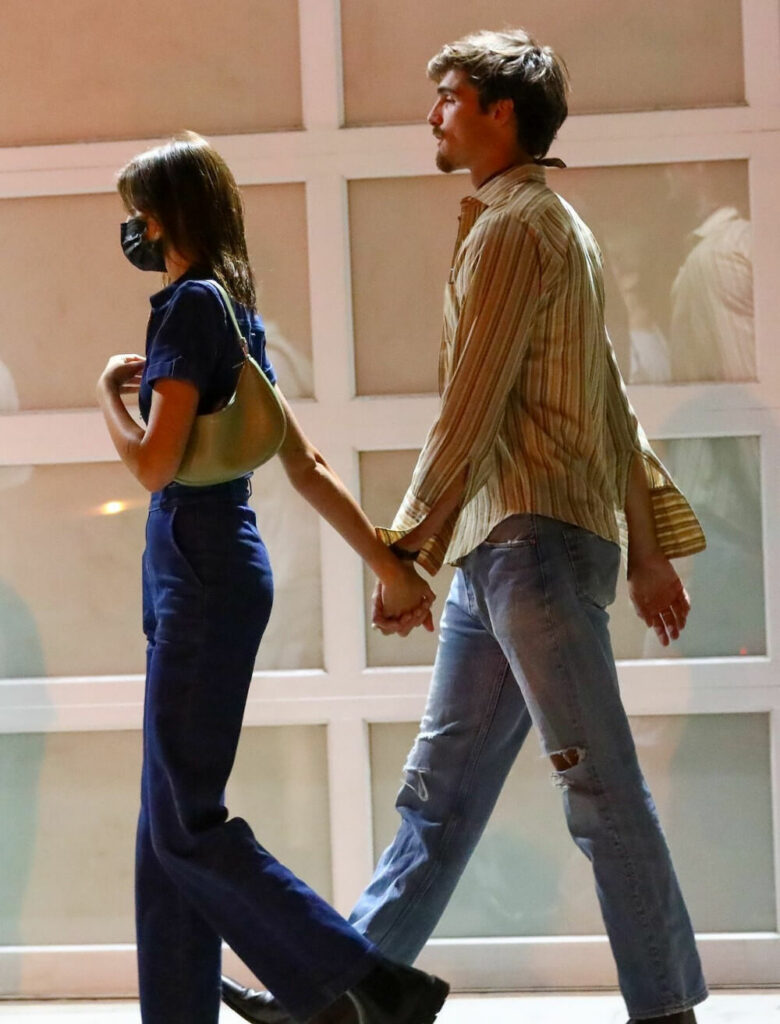 Kaia Gerber and Jacob Elordi walking