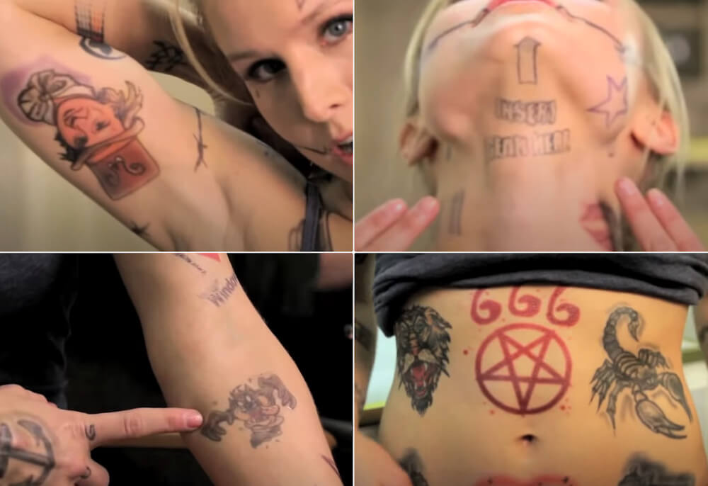 Kristen Bell tattoos from video