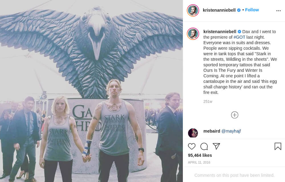 Kristen Bell game of throne tattoos