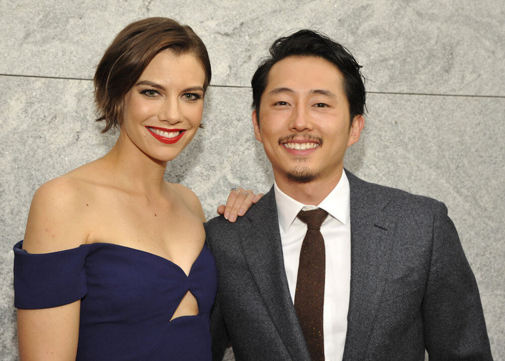 Lauren Cohan with co-star Steven Yeun