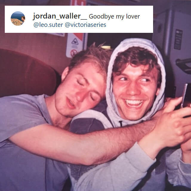 Leo Suter and Jordan Waller hugging