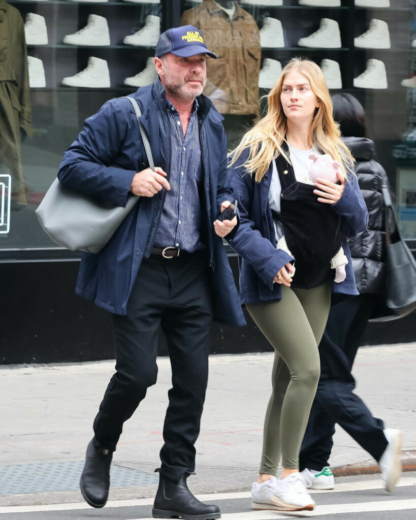 Liev Schreiber with his wife Taylor Neisen walking on the NY streets