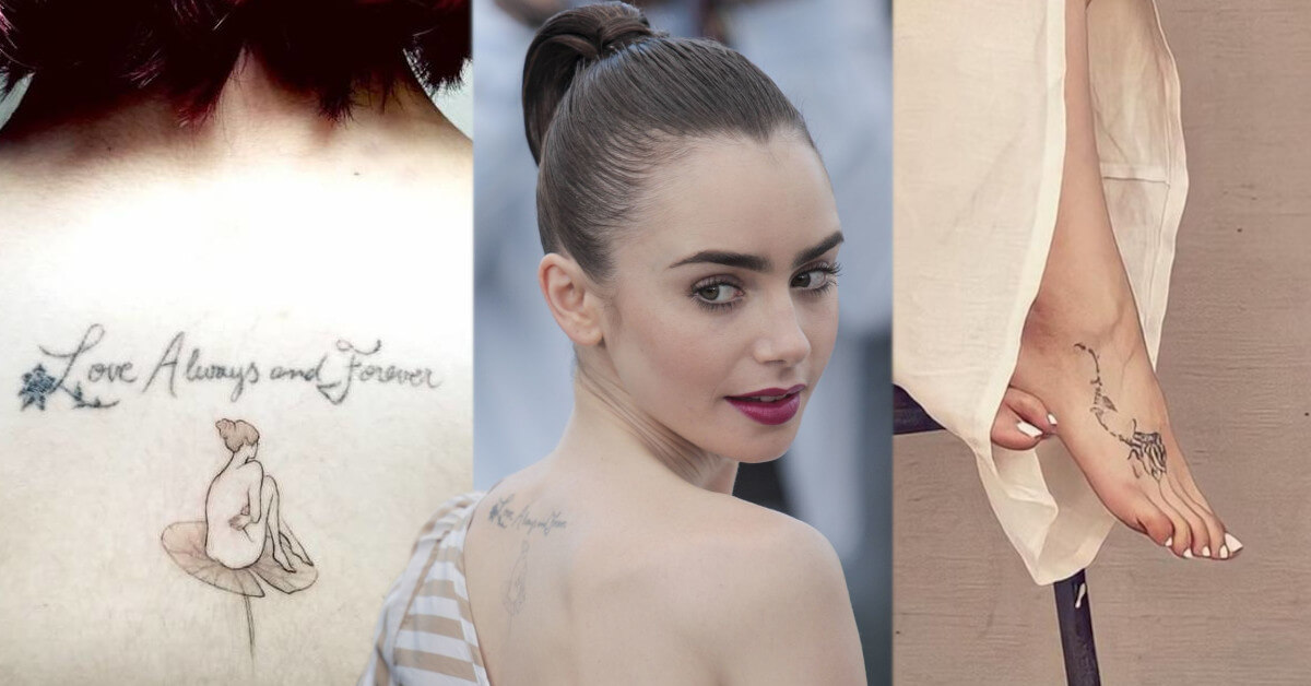 Lily Collins Shows Off Floral Foot Tattoo in Red Dress and Nude Uptown Pumps