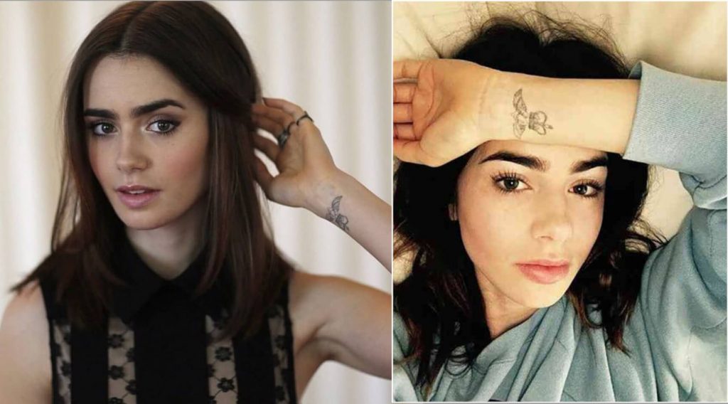 Lily Collins Crown wrist tattoo