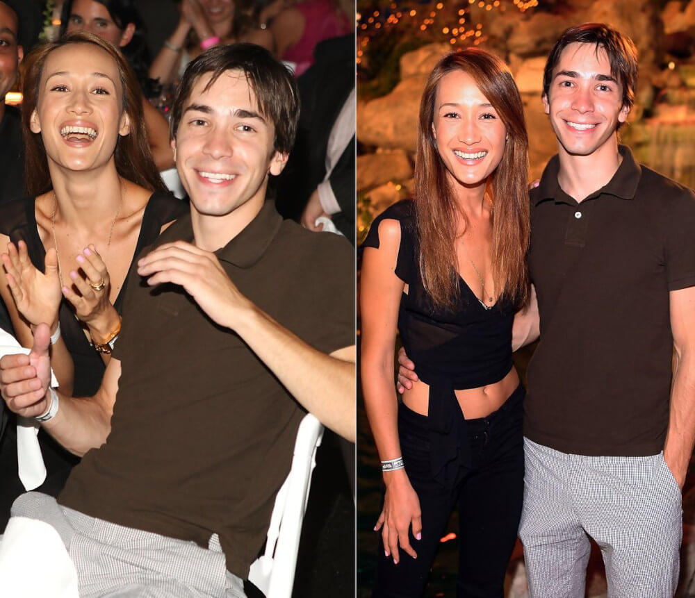 Maggie Q was seen with Justin Long at the Playboy Mansion