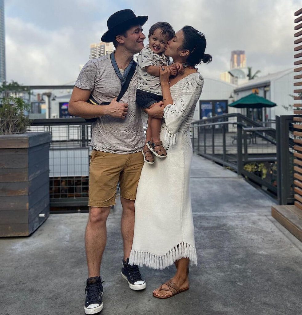 Matthew Morrison with his wife and his kid