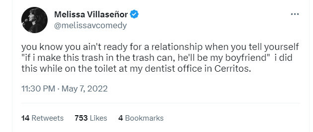Melissa Villasenor twitter thoughts about boyfriend