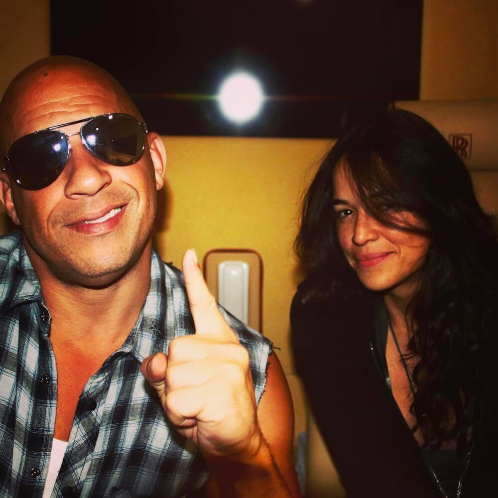 Michelle Rodriguez with her co-star Vin Diesel