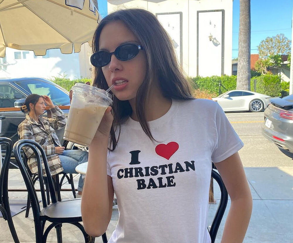 Olivia Rodrigo with Christian Bale shirts
