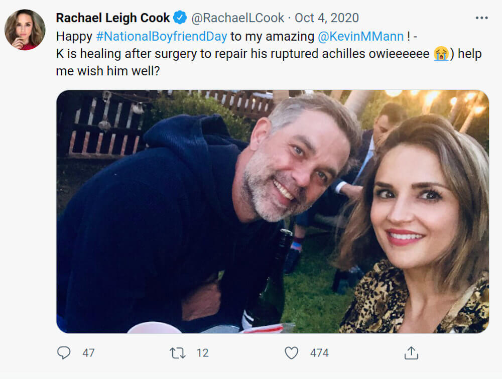 Rachael Leigh Cook and Kevin twitter