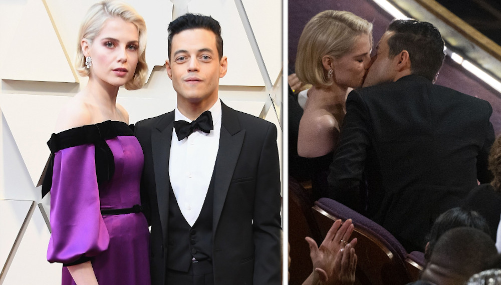 Rami Malek and Lucy Boynton kiss oscars 2019