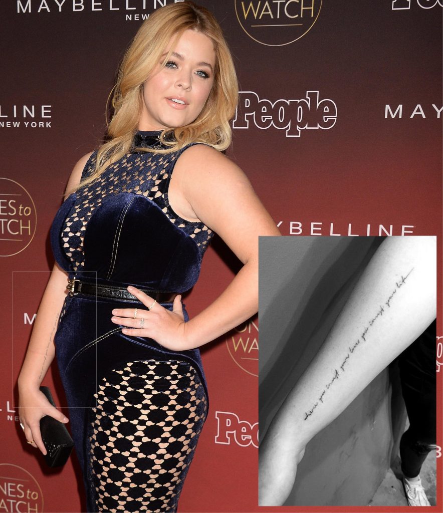 Sasha Pieterse Writing Tattoo on her forearm