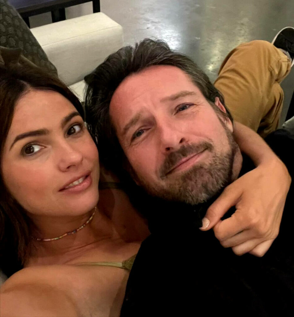 Shelley Hennig and Ian Bohen posing on Instagram