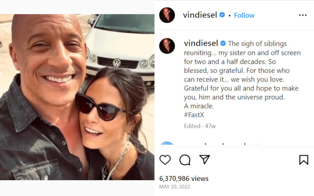 Vin Diesel and Jordana Brewster, Fast X