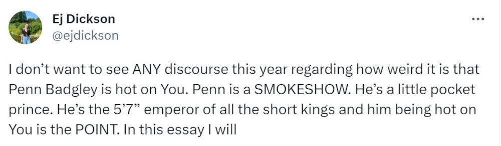 twitter fans about Penn Badgley height